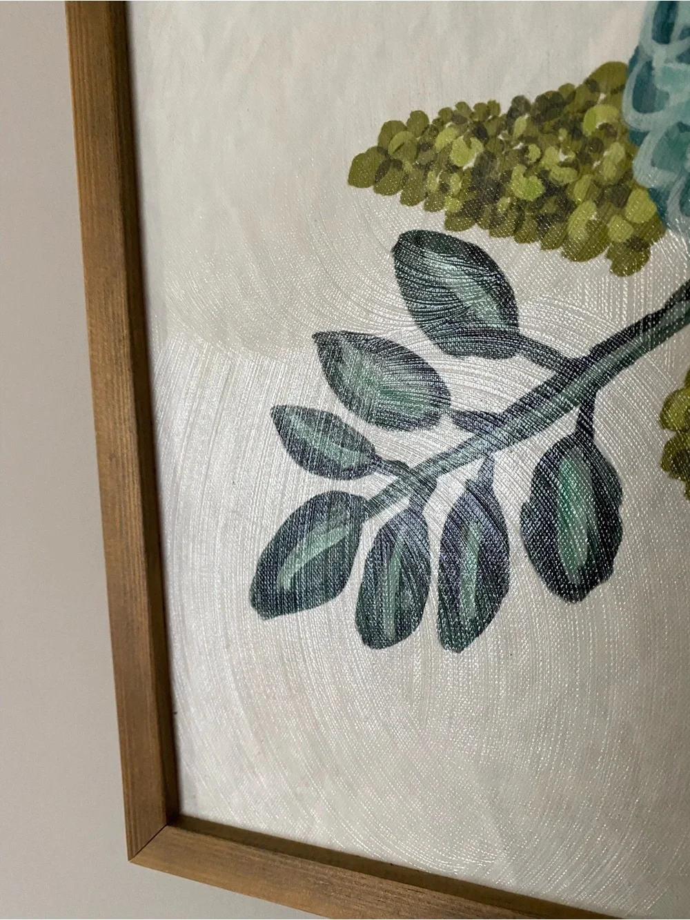 17”Framed Floral Wall Art in Teal and Cream